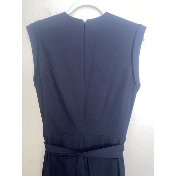 Theory Wool Blend Sleeveless Jumpsuit Black Size 6 Wrap Front Zipper - Picture 9 of 10